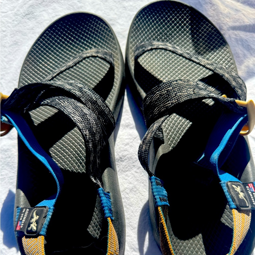 Men's Black and Blue Sandals